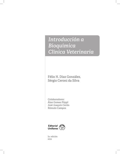 Introducción a Bioquímica Clínica Veterinaria