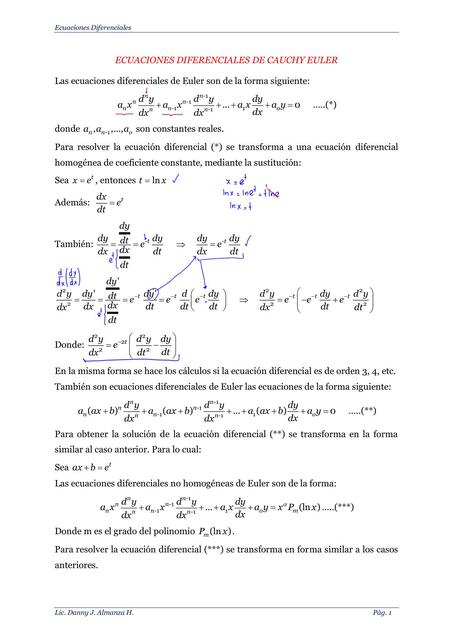 Ecuaciones Diferenciales Cauchy Euler