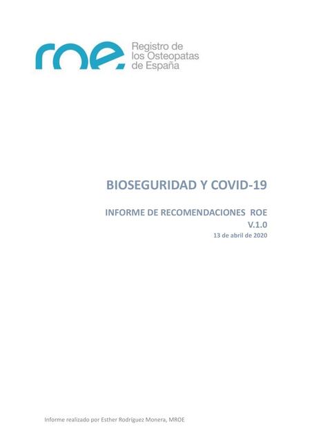 Bioseguridad y Covid-19 