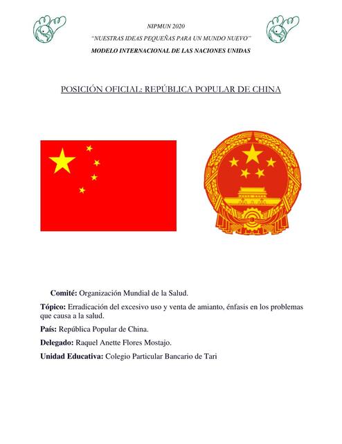 Posición Oficial República Popular China