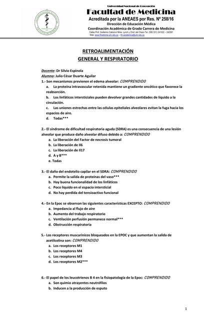 Retroalimentación general y respiratorio