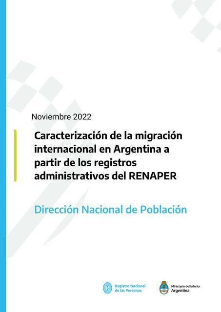 Caracterización de la Migración Internacional en Argentina 