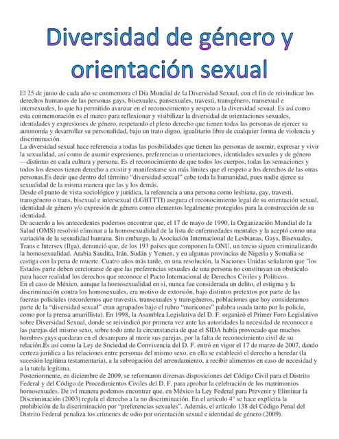 Diversidad de género y orientación sexual