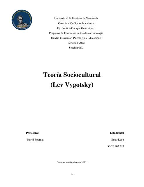 Teoría Sociocultural (Lev Vygotsky)