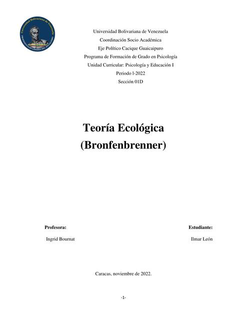 Teoría Ecológica (Bronfenbrenner)