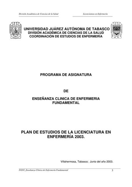 Enseñanza clínica de enfermería fundamental 