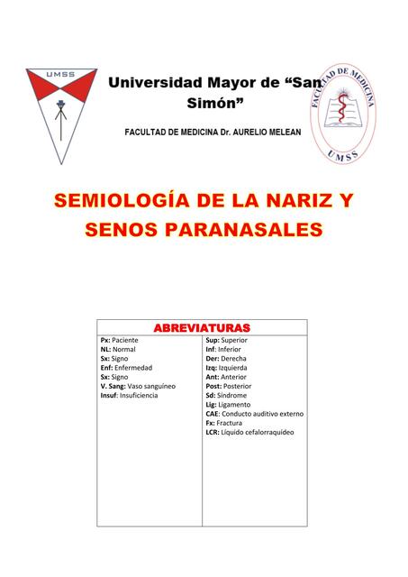 Semiología de la Nariz y Senos Paranasales 