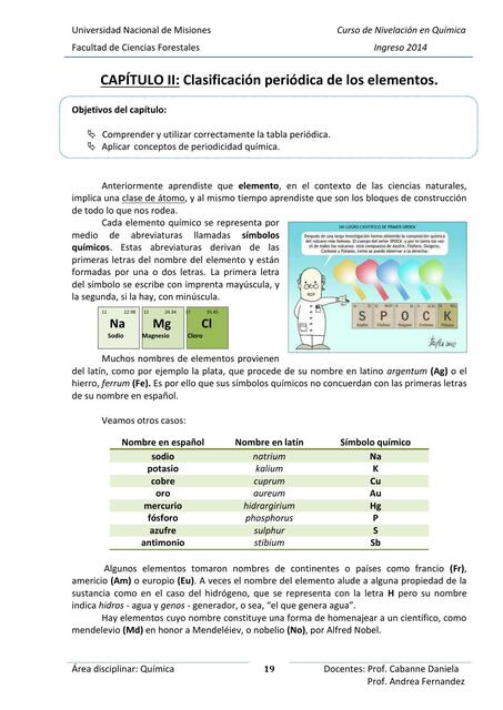 Clasificación Periódica de los Elementos 