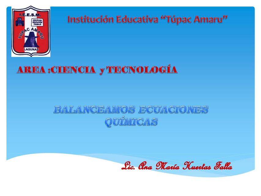 Balanceo de Eduaciones quimicas