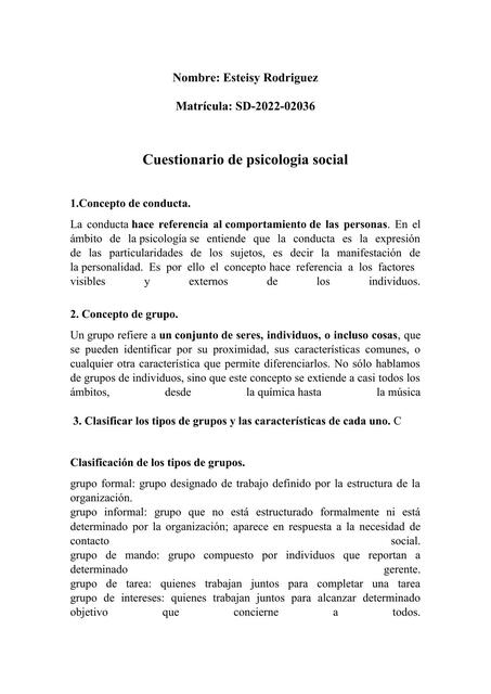 cuestionario de psicologia social