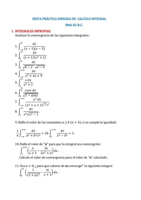 Práctica dirigida de Cálculo Integral