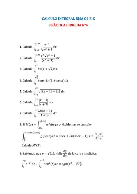 Cálculo integral BMA 02 B-C Práctica dirigida No. 4