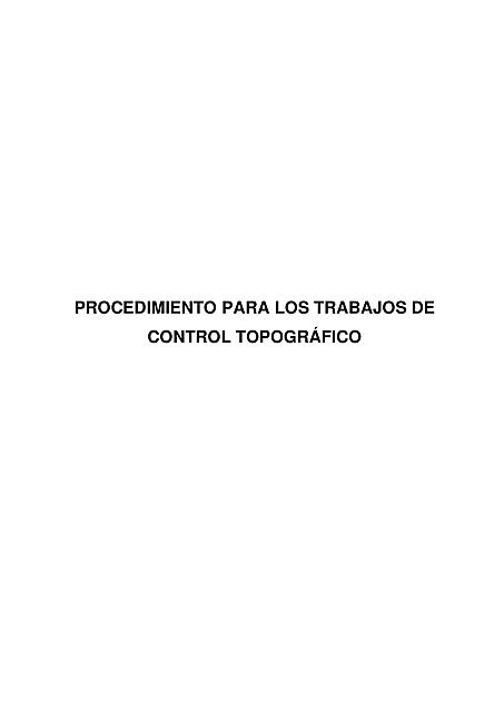 PROCEDIMIENTO PARA LOS TRABAJOS DE CONTROL TOPOGRÁFICO