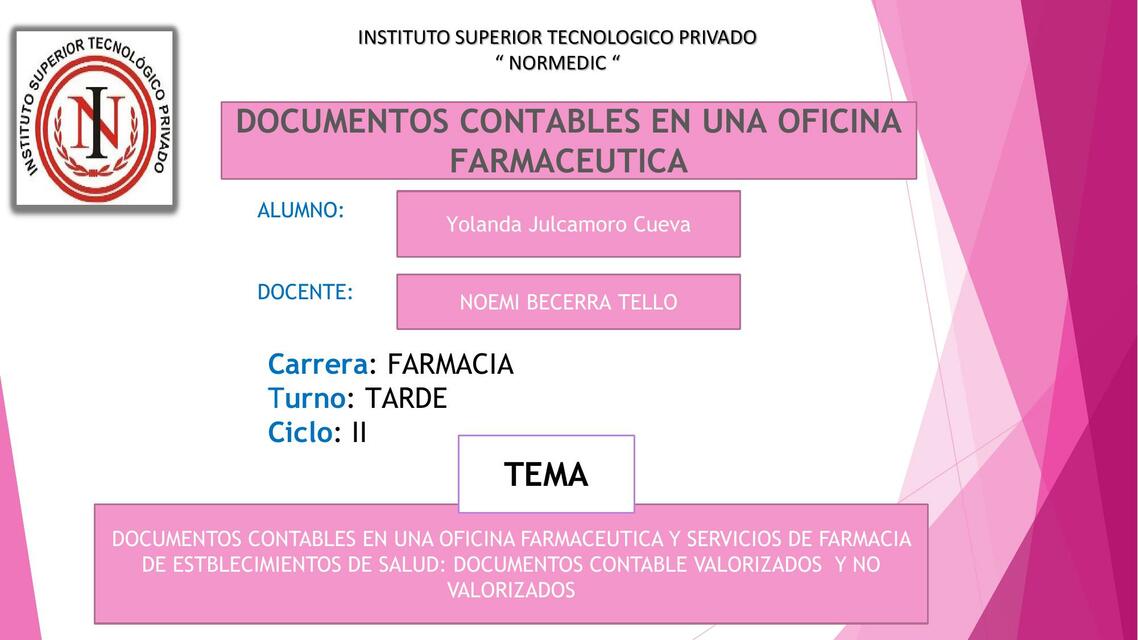 Documentos Contables en una Oficina Farmacéutica 