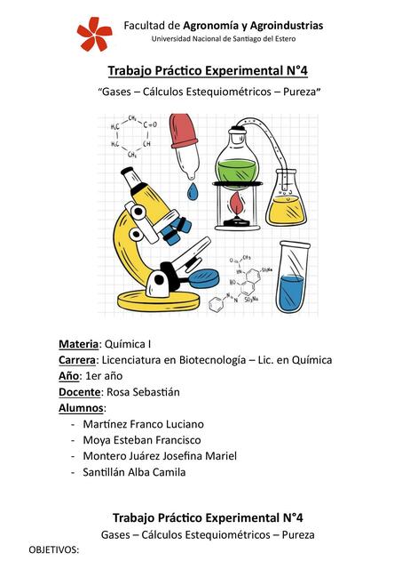 Lab4 Gases, cálculos estequiométricos, pureza