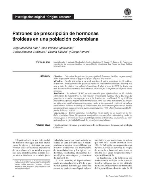 Patrones de Prescripción de Hormonas Tiroideas en una Población Colombiana