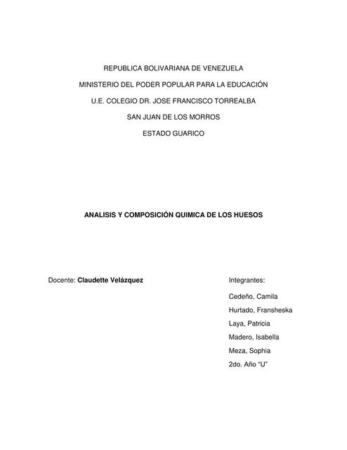 Análisis y Composición Química de los Huesos 