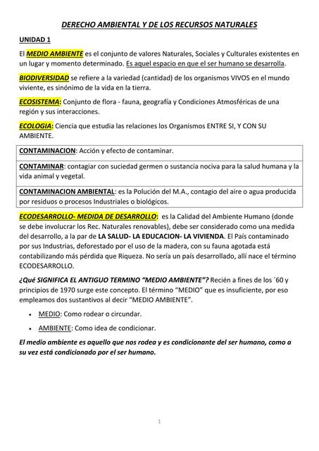 Derecho Ambiental y de los Recursos Naturales 