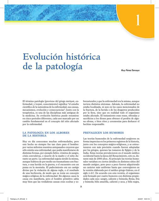 Evolución histórica de la Patología  