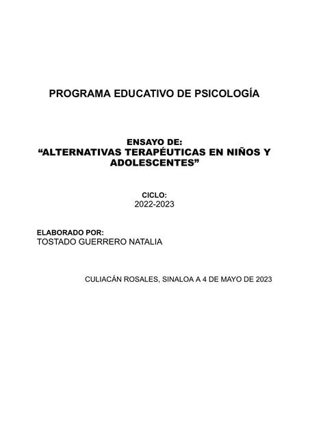 Alternativas Terapeuticas en Niños y Adolescentes