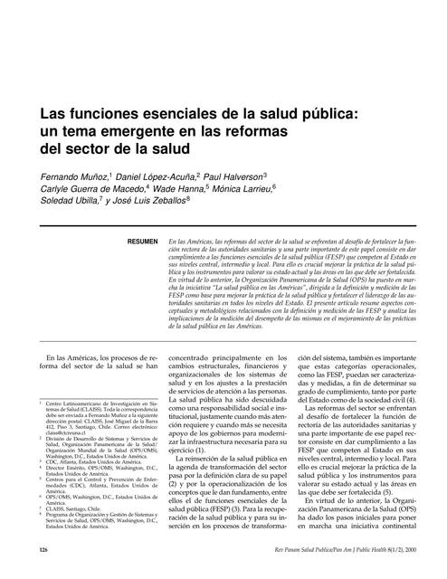 Sesión 1 Las Funciones Esenciales de la Salud Pública