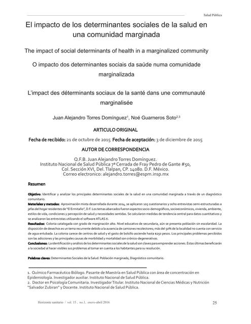 Sesión 2 El Impacto de los Determinantes Sociales 