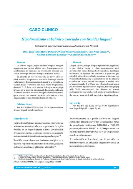 Hipotiroidismo - tiroides lingual