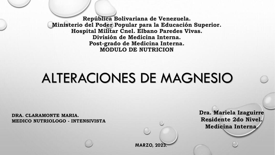 Alteraciones del magnesio