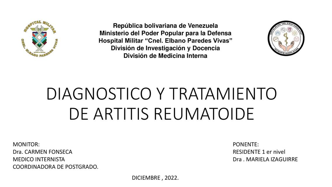 Diagnóstico y tratamiento de artritis reumatoide