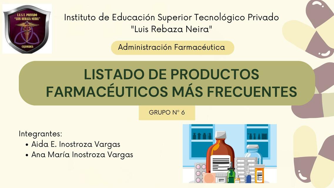 Listado de productos farmaceúticos más frecuentes