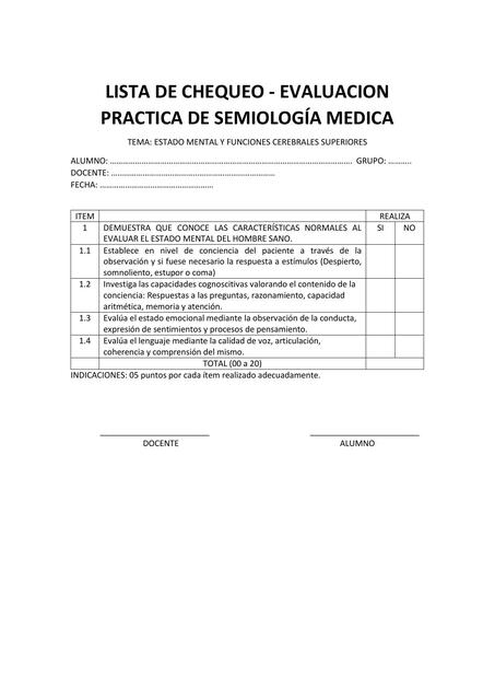 Lista de chequeo neurología