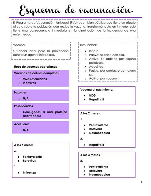 Esquema de Vacunación