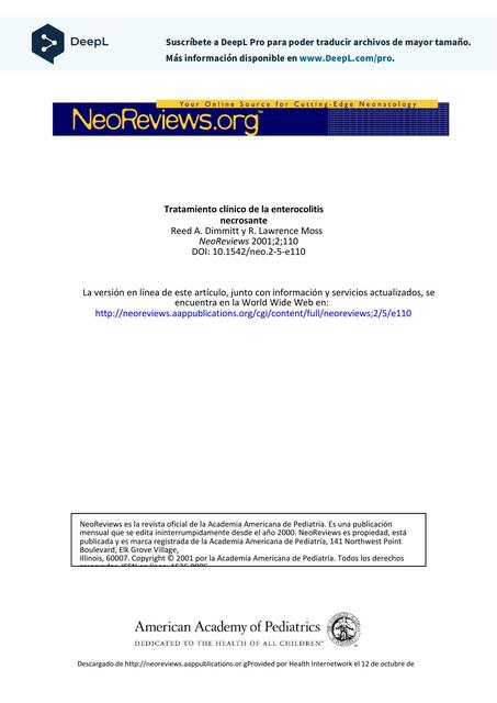 Tratamiento clínico de la enterocolitis necrosante