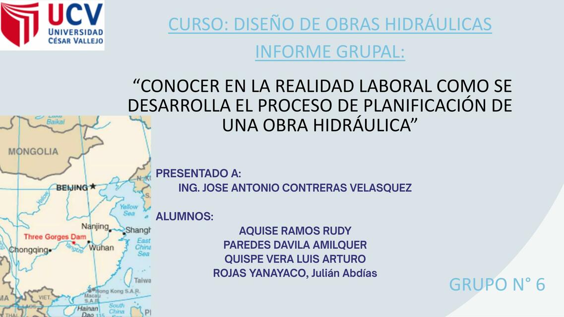 Conocer en la Realidad Laboral como se Desarrolla el Proceso de Planificación de una Obra Hidráulica 