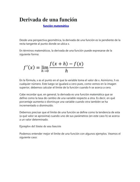 Derivada de una función