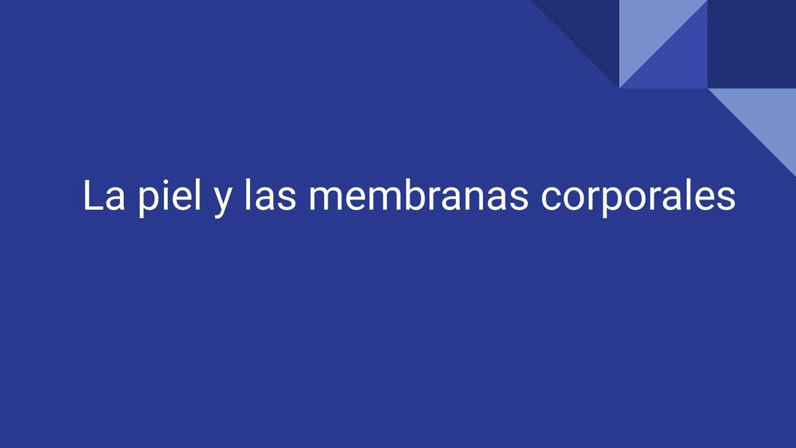 La Piel y las Membranas Corporales