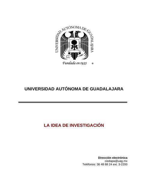 La Idea de Investigación 