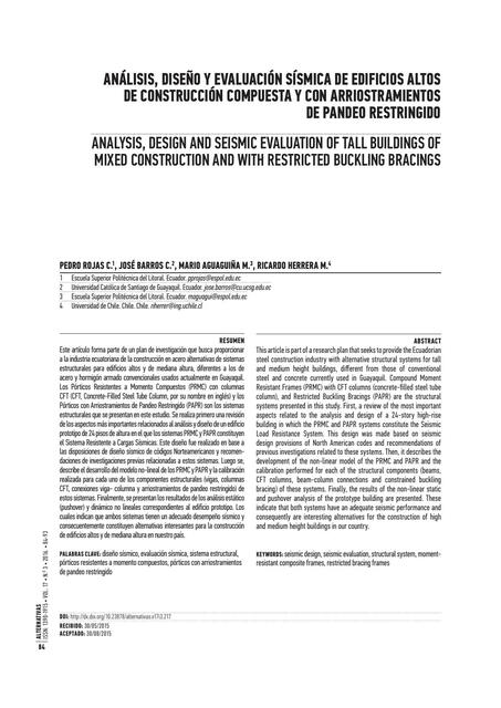 Análisis, diseño y evaluación sísmica de edificios altos   de construcción compuesta y con arriostramientos de pandeo restringido 