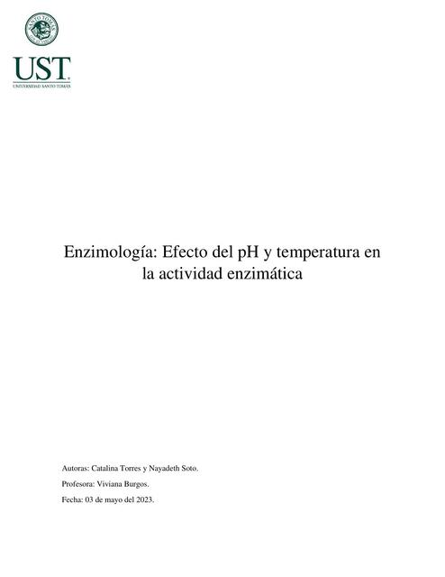 Informe de enzimas laboratorio