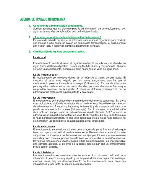 AGENDA DE TRABAJO INFORMATIVA N2 FARMACO