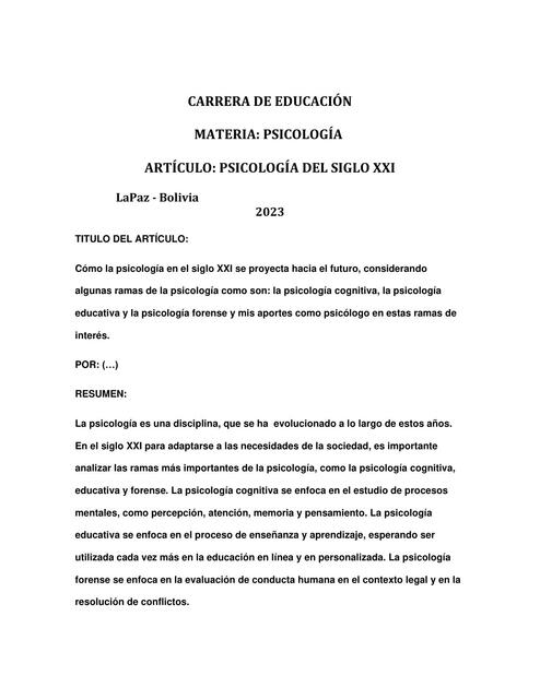 Psicología del Siglo XXI 