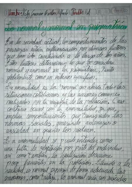 Lo Normal y Anormal en Psiquiatría 