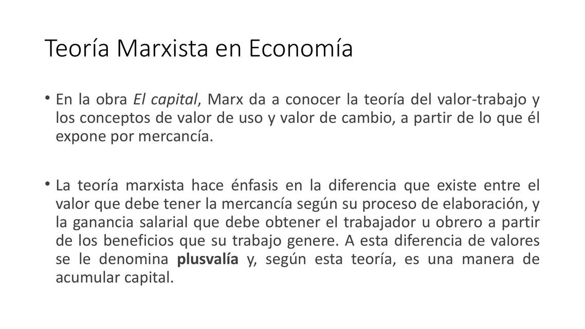 Teoría Marxista en Economía 1