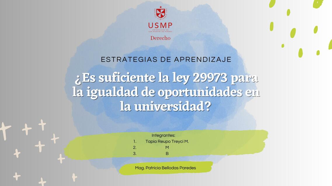 ¿Es suficiente la ley 29973 para la igualdad de oportunidades en la igualdad de oportunidades en la universidad?