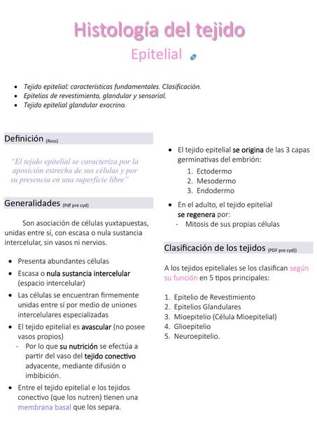 Histología del tejido epitelial