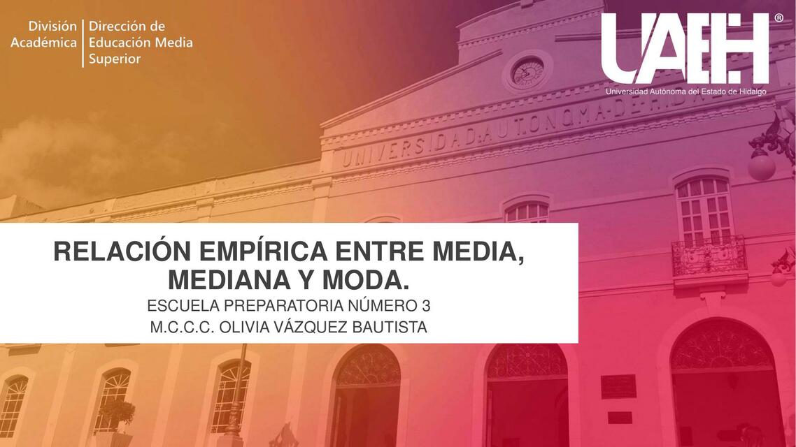 Relación Empírica entre Media, Mediana y Moda 