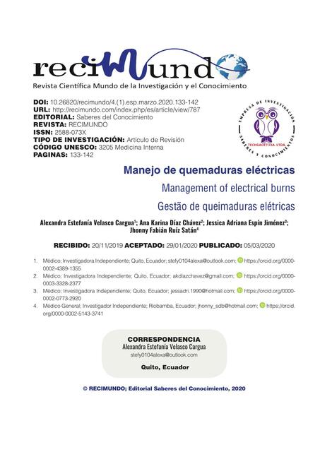 Manejo de Quemaduras Eléctricas 