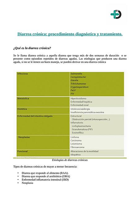 Diarrea Crónica procedimiento diagnóstico y tratamiento