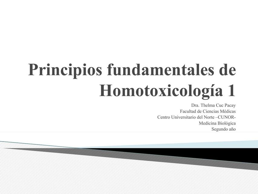 Principios fundamentales de Homotoxicología 