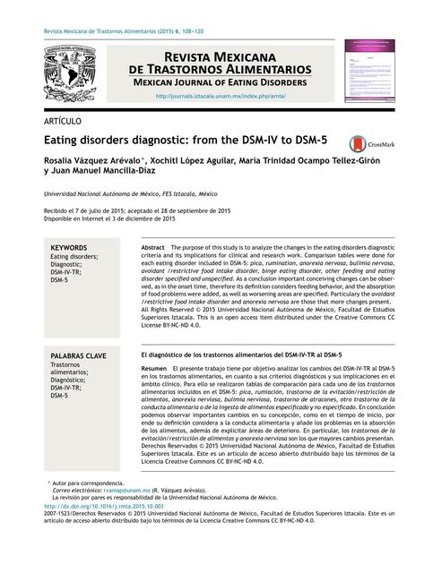 Eating disorders diagnostic: from the DSM-IV to DSM-5